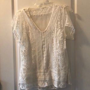 WHBM Beautiful cream lace top with cami NWT S